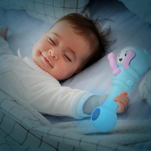 Cute Baby Hand Rattle Toy Hide Seek Face LED Glowing Music Hand Rattle Developmental Baby Educational Toy Gift