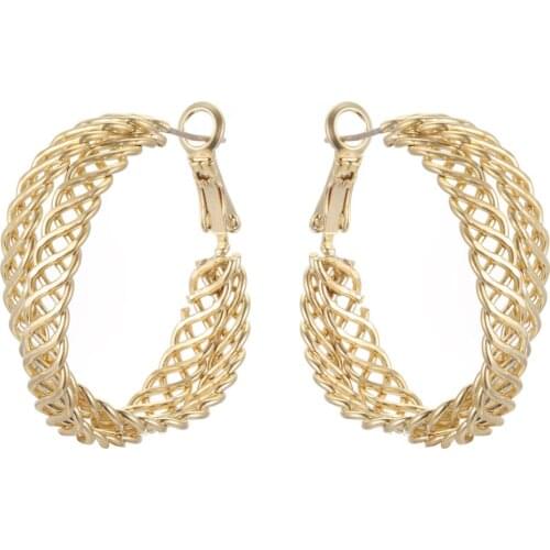KIVN Earings Fashion Jewelry Female Gold Geometric Hoop Earrings Wedding Bridal Earrings for Women Girls Birthday Party Gifts
