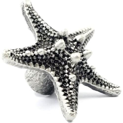 Starfish Turtle Fish Dresser Knob Animal Drawer Knobs Pulls Handle Antique Silver Black Kitchen Cabinet Pulls Door Knobs