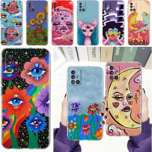 Soft Phone Case For Samsung Galaxy A51 A21s A71 A12 A31 A52 A41 A32 A02s A11 A72 A42 Clear Back Cover Funda Indie Hippie Art Cas