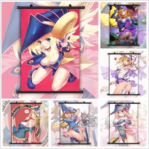 Wall Art Canvas Yu-Gi-Oh Duel Monsters Dark Magician Girl Pictures Painting Print Poster Plastic Hanging Scrolls Home Decoration