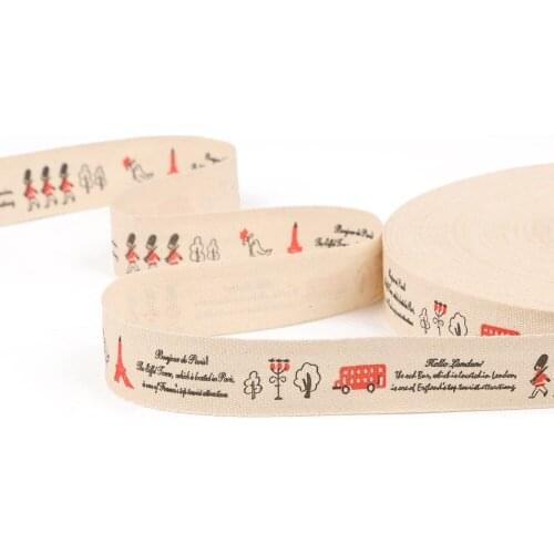 New 5yards/lot 25mm Handmade Printed Cotton Ribbon Beautiful For DIY Craft Sewing & Packing Cloth Fabric Ribbons