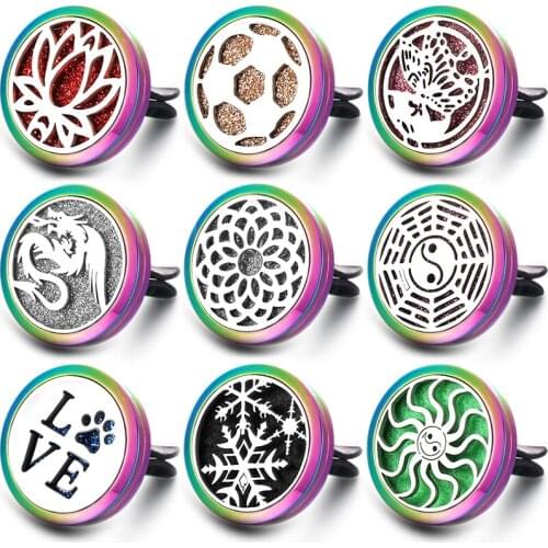 New Football Car Air Freshener Stainless Steel Aroma Essential Oil Diffuser Perfume Locket Car Pendant Colorful Air Outlet Clip