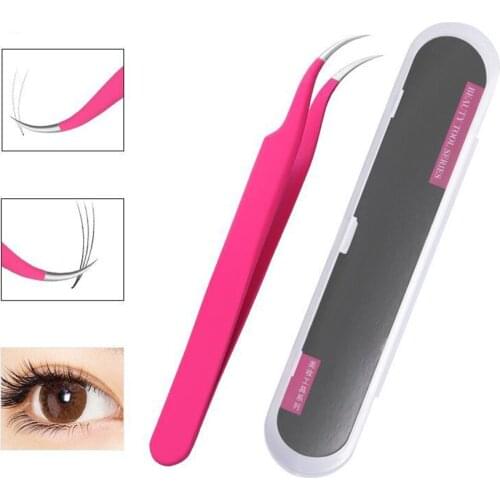 Pink Eyelash Eyebrow Tweezer Flase Eyelash Transplanting Nipper Eyelash Assistant Tools Face Beauty Tools E1165