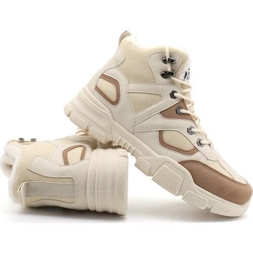 High-top Hiking Climing Casual Warm Snow Boots Outdoor Sports Non-Slip Cotton Shoe Winter Male Fashion Plus Velvet Increase Shoe