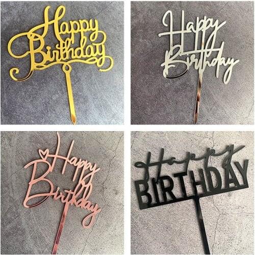 Simple Solid Color Theme Acrylic Cake Decorating Supplies Birthday Party Cupcake Topper Cakes Insert Card Decoration Baby Shower