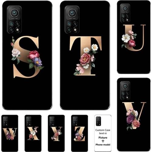 Flower 26 English Case For Xiaomi Mi 10T Pro 5G Xiaomi Apollo Pro 6.67" Name Letters Custom Initial Soft Silicone Phone Cover