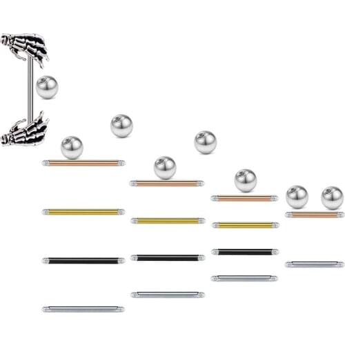 14G 16G Replacement Bar and Balls for Straight Barbell Piercing for Nipple Rings Tongue Industrial Piercing Body Piercing