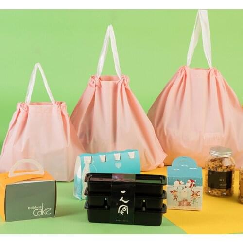 Wrap Plastic Bags With Drawstring Take-Out Food Doggy Bag Clothing Store Shopping Packaging Gift Shopping Pocket multicolor 25pc