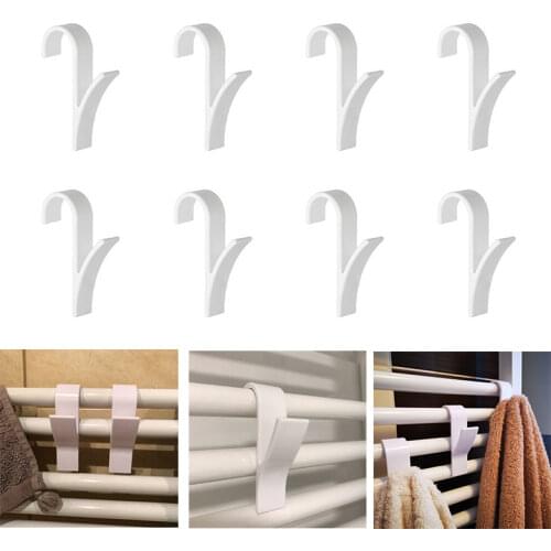 10pcs High Quality Hanger For Heated Towel Radiator Rail Bath Hook Holder Clothes Hanger Percha Plegable Scarf Hanger white