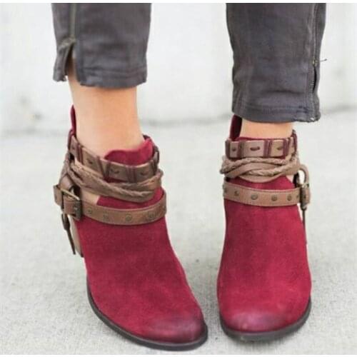 2020 Large Size 35-43 New Womens Fashion Pointed Retro With Zipper Versatile Classic Metal Buckle Non-slip Boots B20-12