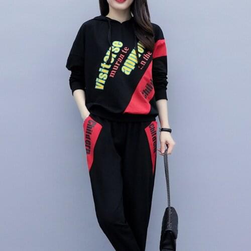 Women Casual Solid Color Two Piece Set Autumn Winter Fashion Thick Sweatshirts and Elastic Waist Pants Elegant Suits Streetwear