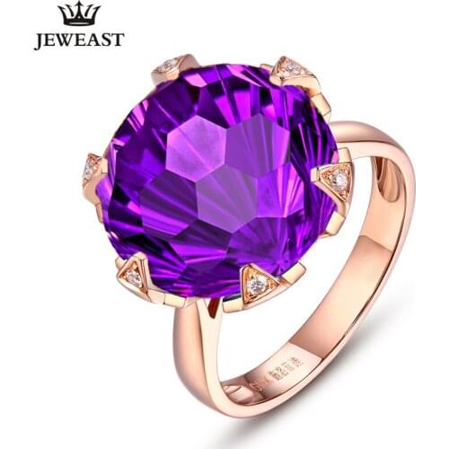 SLFD Natural Amethyst 18K Pure Gold 2020 New Hot Selling Top Ring Women Heart Shape Ring For Ladies Woman Genuine Jewelry