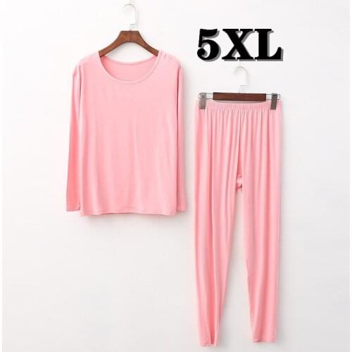 Womens Underwear Long Johns Big Plus Size 5XL Spring New Casual Set Modal Breathable Clothes For Ladies Body Suit Free Shipping