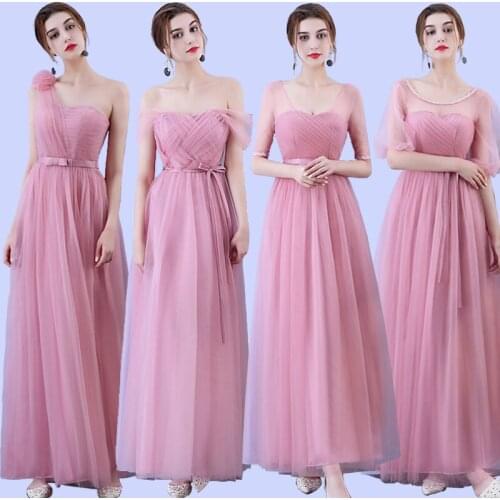 New Arriver Summer Wholesale Sister Party Mesh Pink Plus Size Vestidos De Festa Long Dresses Woman Party Night Summer Dress