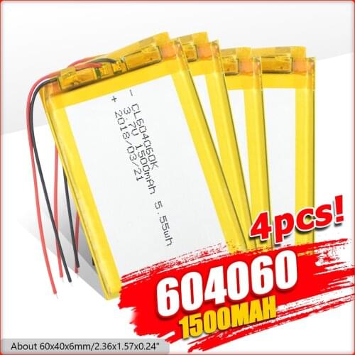1/2/4 1500mAh 3.7V Polymer Lithium Ion Battery Replacement Tablet PC Digital Products Battery 604060 Rechargeable Li-po Bateria