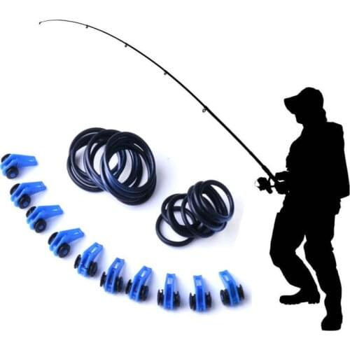 10set/bag Rock Fishing Rod Clip Hanging Hook Holder Lure Spoon Bait Fishhook Keeper with Rubber Rings