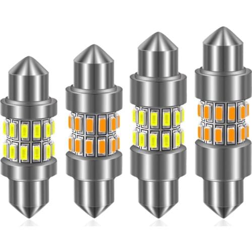 100PCS/Lot Amber 6500K Cool Cold White C5W Festoon 31/36/39/41mm Canbus Car Bulb Reading Interior 3014 24smd License Light 12V