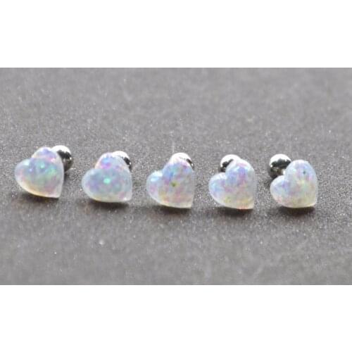 Free Shippment 50PCS Body jewelry-Ear Stud Tragus/Helix Bar/Stud Opal Gems Prong set Ear Cartilage Diath Studs 16g~1.2mm NEW