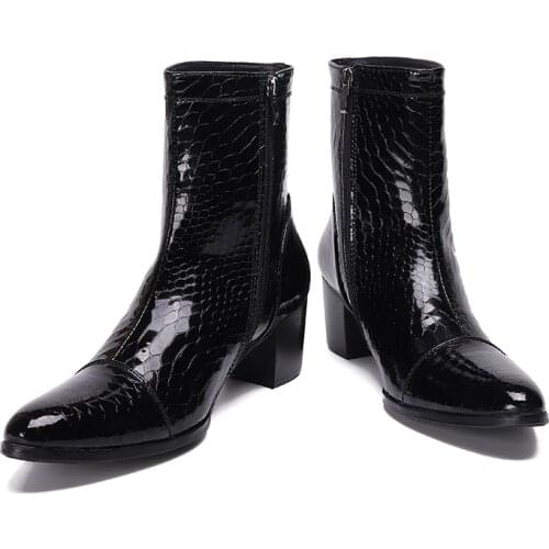 Summer Winter Man Zipper shoes Dress Boots Model Show shoes Banquet Party Personalized shoes cow leather Marry Mens Shoes