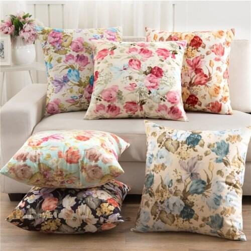 45*45cm Cheap Vintage Rose Flower Pillow Case Flannel Cushion Cover Office Sofa Car Throw Pillowcase Romantic Country Home Decor