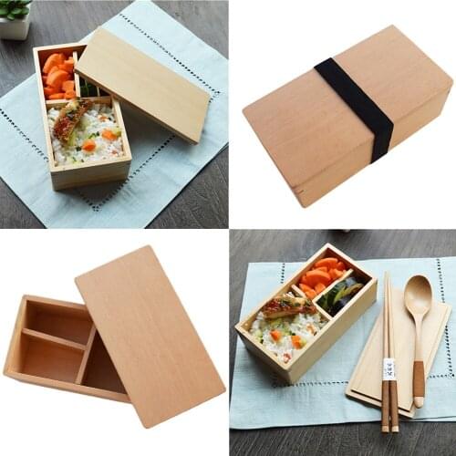 Japanese Style Wooden Lunch Box Rectangular Lunch Box Household Sushi Box Tableware Portable Picnic Box