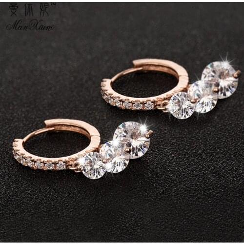 1pc Elegant crystal long earrings Korean temperament simple fashion earrings sweet wild zircon earrings