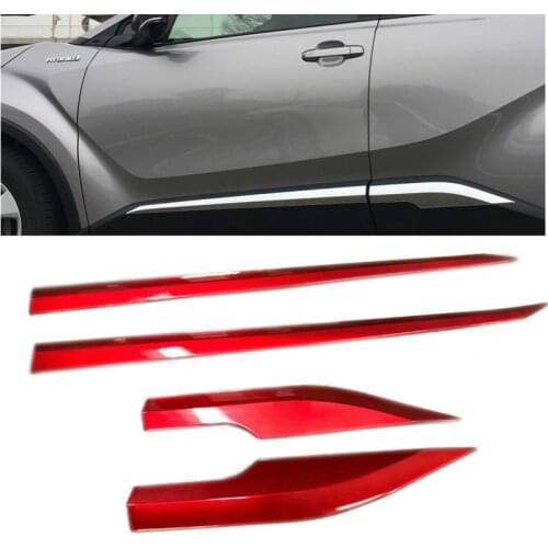 For Toyota CHR CH-R 2016 2017 2018 Red Side Door Molding Body Strip Streamer Protection Lid Molding Cover Trim Car Accessories