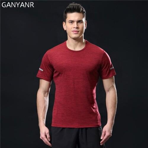GANYANR Running T Shirt Men Tennis Basketball Sportswear Tee Sport Fitness Gym Jogging Tops Slim Fit quick dry Exercise Training