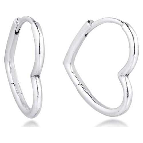 GPY Earrings for Women Asymmetrical Heart Hoop Earring Pendientes Kolczyki Earings Aretes Brincos 925 sterling silver Jewelry