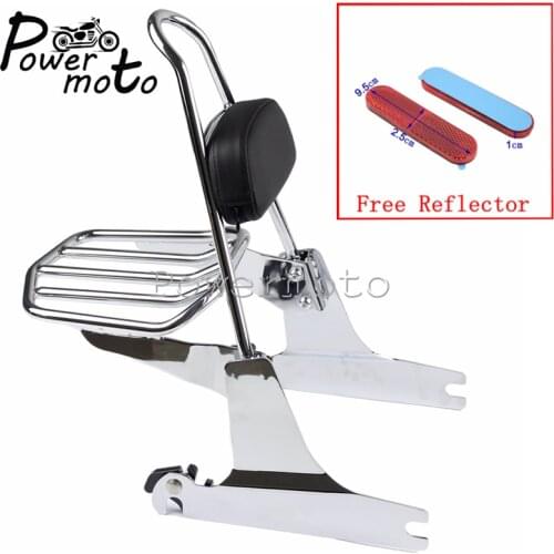 Chrome Motorcycle Detachable Sissy Bar Luggage Rack Backrest Pad For Harley Dyna Street Bob Fat Bob Super Glide FXD 2006-UP