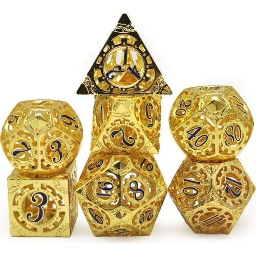 Creative gear hollow metal dice DND RPG MTG D20 dice game multi-sided dice for table game 7/set give away Black Bag