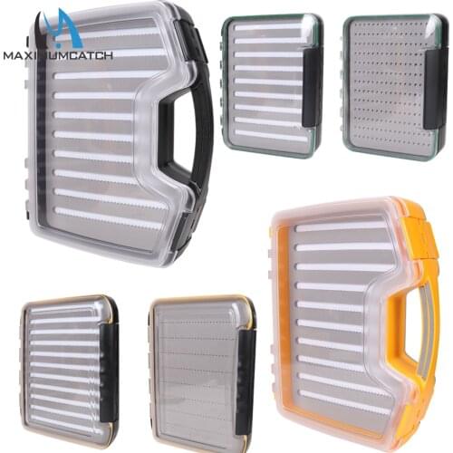 Maxcatch Waterproof Fly Fishing Box Slit/Easy-Grip Foam Large Size Double-Side Fly Suitcase Box Clear Lid Fishing Tackle