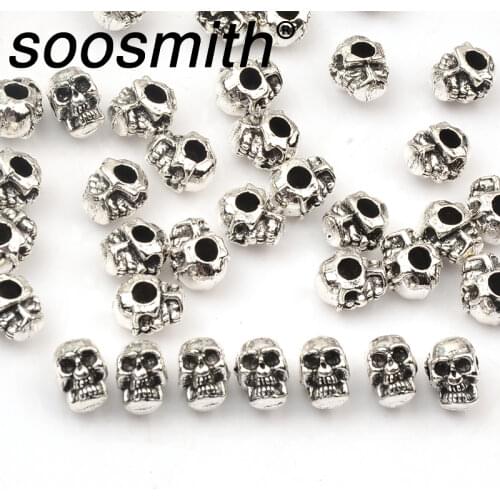 Skull-Shaped Metal Beads Zinc Alloy Metal Beads For Jewelry Making DIY Hand-knitted Necklace Gift Accessorie Wholesale 30pcs