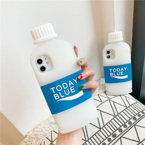 Cute water Drink bottle Camera Protection Phone cover For iPhone 12 Mini 11 Pro Max SE2 7 8 Plus X XR XS Max silicone Back Cover