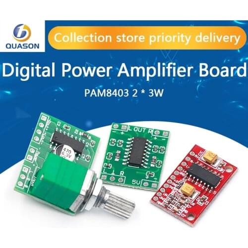 1PCS PAM8403 Super mini digital power amplifier board miniature class D power amplifier board 2 * 3 W high 2.5-5V USB
