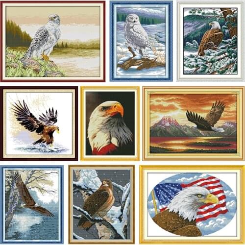 Cross Stitch Embroidery Kit A Flying Eagle Needlework Stamped Thread Gift DMC 11CT 14CT Print Counted Fabric Handmade Craft Sets