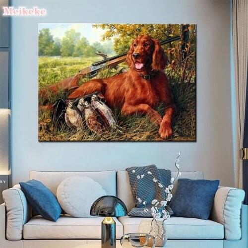 Needlework 3d diy diamond painting cross stitch hound kit diamond embroidery mosaic Gun and dog decorative pasted picture