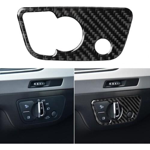 Switch Panel Sticker Waterproof Self-adhesive Black Carbon Fiber Headlight Switch Panel Trim for Audi New Q7 SQ7 4M 2016-2019
