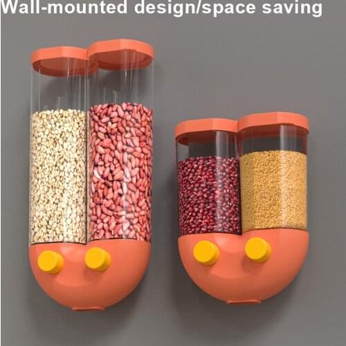 Push-type Wall-mounted Cereals Storage Tank Kitchen Waterproof Sealed Tank Grains Dispenser Tank E7