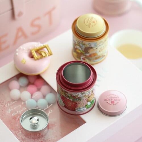 New Mini Double Cover Cartoon Rabbit Tea Coffee Pot Arch Cover Small Tinplate Wedding Candy Iron Box Home Decor Storage Box