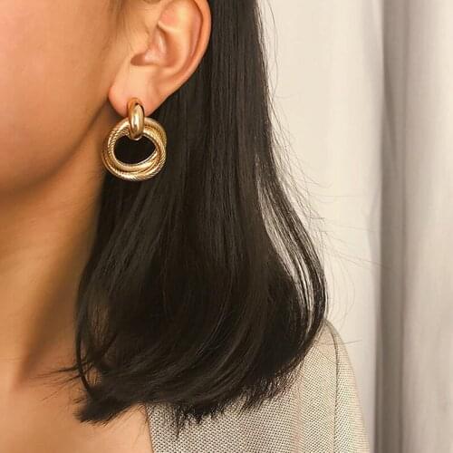 New Vintage Clip On Earrings No Pierced for Women Gold Silver Statement Geometry Round Ear Clips Jewelry Decoration Party Gifts