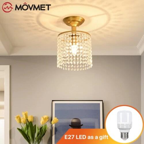 LED Crystal Ceiling Lamps Gold Glass E27 as Gift For Corridor Bedroom Sitting Room Pendant Light Modern Simplicity Light-Fixture