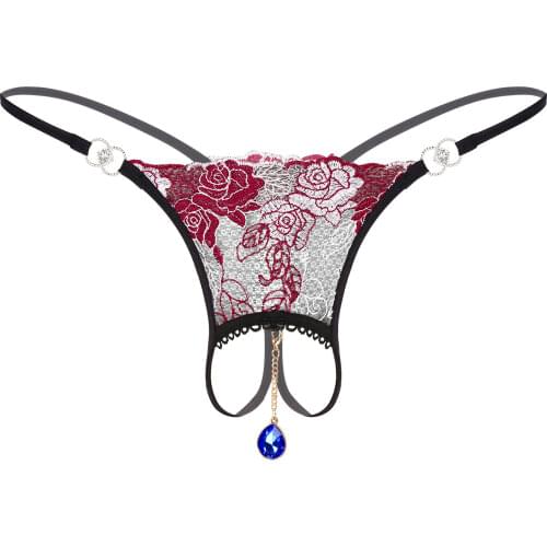 Sexy Floral Sissy Panties Low Rise Open Crotch Sexy Lingerie Thong T-back Underwear for Men Gay G-Strings See Through Underpants