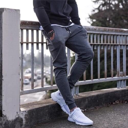 Spring and Autumn Fitness Trousers New Mens Trousers with Closed Feet and Casual Cotton Elastic Slim Trousers