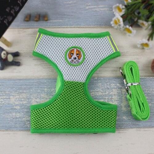Breathable Mesh Pet Puppy Dog Cat Harness Leash Set Cartoon Dog Harness Vest Strap Lead for Small Medium Dogs