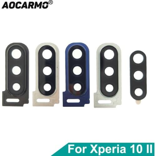 Aocarmo Rear Back Camera Lens Len Glass With Metal Frame Ring Adhesive For Sony Xperia 10 II X10ii XQ-AU51 XQ-AU52 SO-41A SOV43