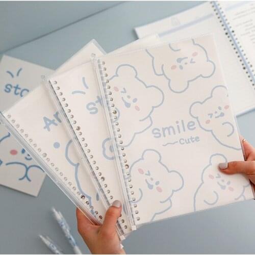 Cute Kawaii Animal Bear Rabbit B5 Binder Removable Notebook Agenda 30 Sheets Sprial Word Book Gift School Stationery