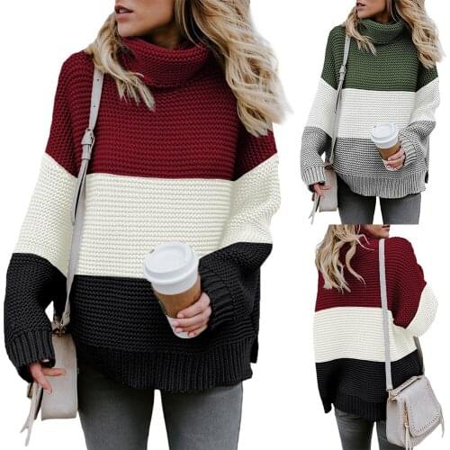 Womens Turtleneck Sweaters Casual Long Sleeve Chunky Knit Sweaters Autumn Winter Female Sweater Top Pullover Pull
