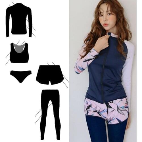 Womens 5 Piece Long Sleeve Swimsuit Lycra Full Bathing Suits Activewear Set Yoga Jogging Rashguards Athletic Surf Tracksuits